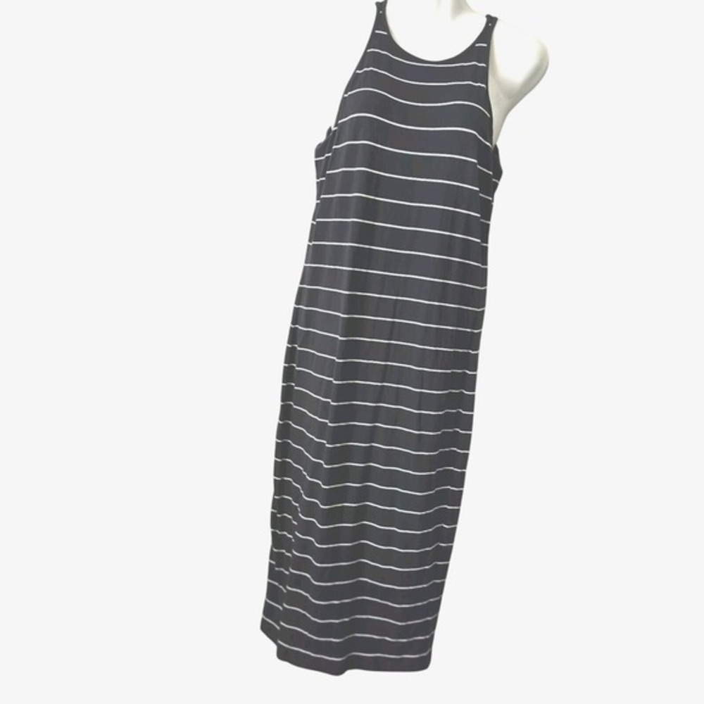 Athleta Black White Striped Pima Cotton Modal Maxi Dress Small